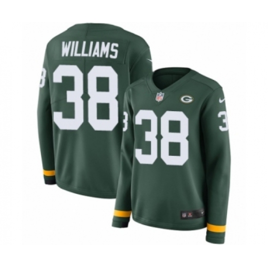 Women's Nike Green Bay Packers #38 Tramon Williams Limited Green Therma Long Sleeve NFL Jersey - Ujersey