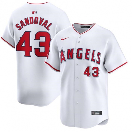 Men's Los Angeles Angels #43 Patrick Sandoval White Home Limited Baseball Stitched Jersey - Ujersey