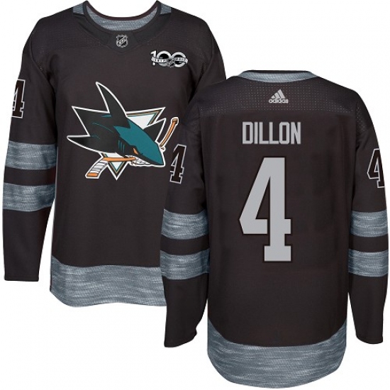 Men's Adidas San Jose Sharks #4 Brenden Dillon Premier Black 1917-2017 100th Anniversary NHL Jersey - Ujersey