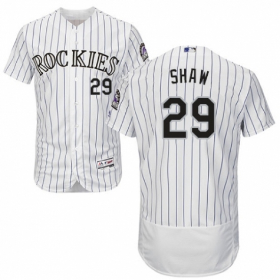 Men's Majestic Colorado Rockies #29 Bryan Shaw White Home Flex Base Authentic Collection MLB Jersey - Ujersey
