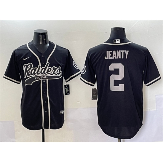 Mens Las Vegas Raiders #2 Ashton Jeanty Black Cool Base Stitched Baseball Jersey - Ujersey