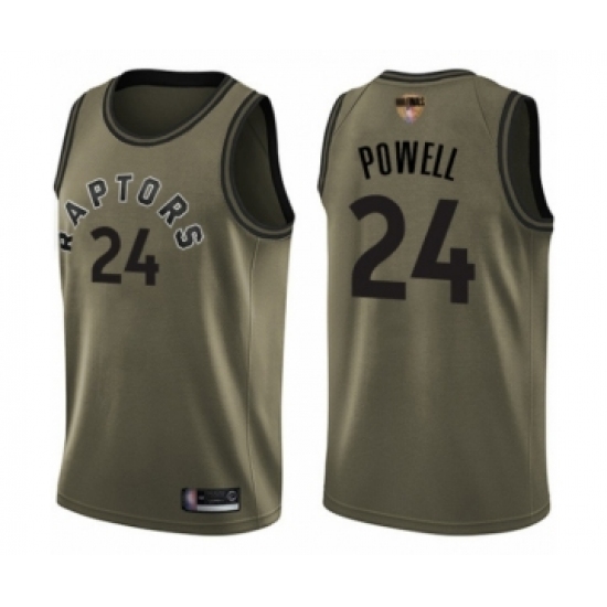 Youth Toronto Raptors #24 Norman Powell Swingman Green Salute to Service 2019 Basketball Finals Bound Jersey - Ujersey