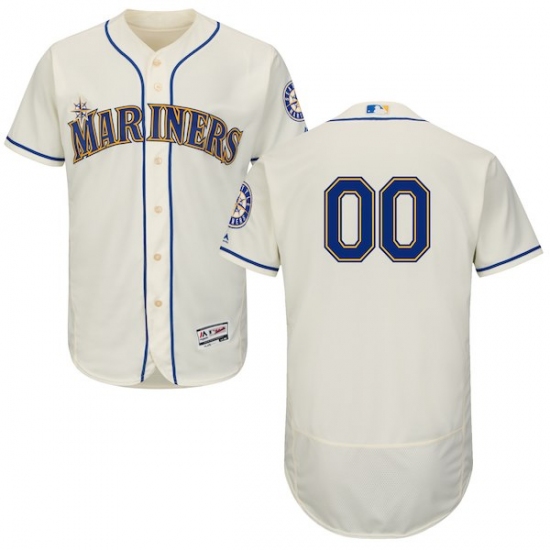 Men's Seattle Mariners Majestic Alternate Cream Flex Base Authentic Collection Custom Jersey - Ujersey