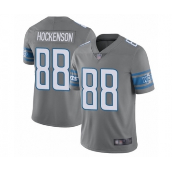 Men's Detroit Lions #88 T.J. Hockenson Limited Steel Rush Vapor Untouchable Football Jersey - Ujersey