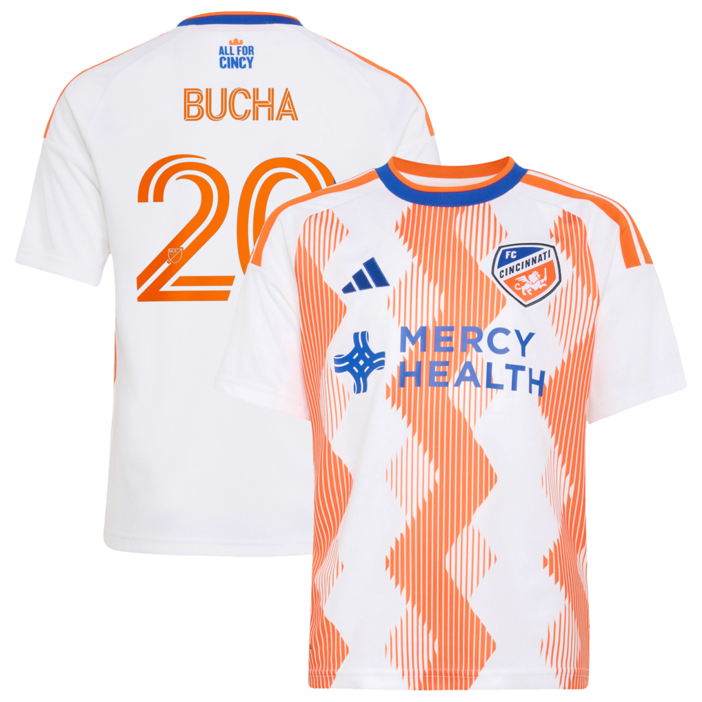 Youth FC Cincinnati Pavel Bucha adidas White 2026 The Seven Hills Kit Replica Jersey - Ujersey