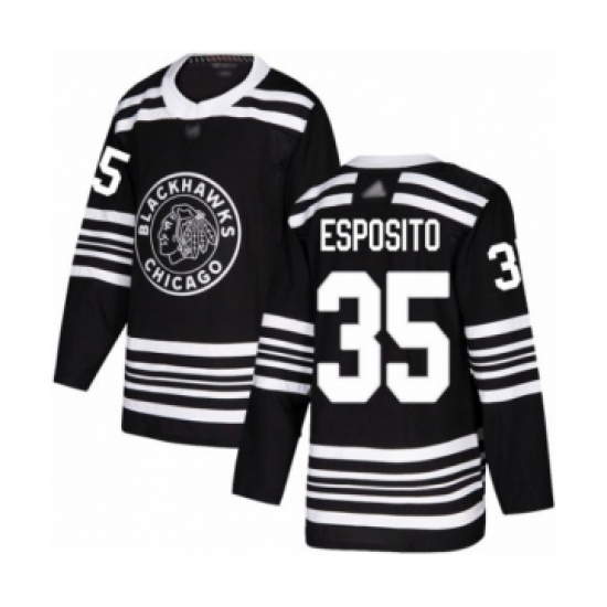 Men's Chicago Blackhawks #35 Tony Esposito Authentic Black Alternate Hockey Jersey - Ujersey