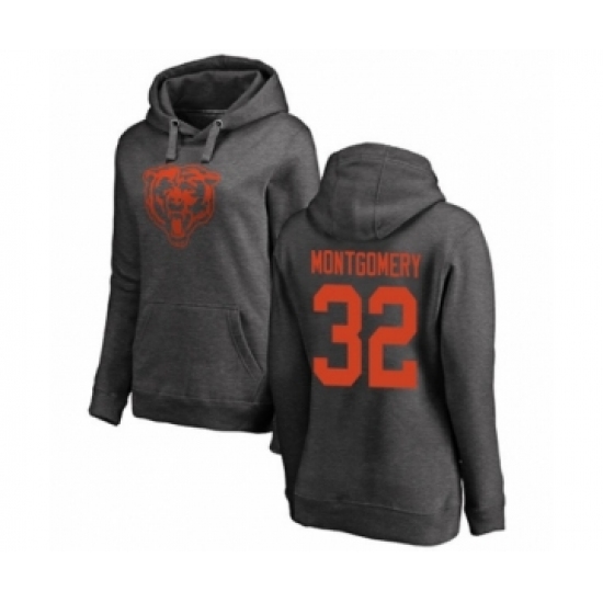 Football Women's Chicago Bears #32 David Montgomery Ash One Color Pullover Hoodie - Ujersey