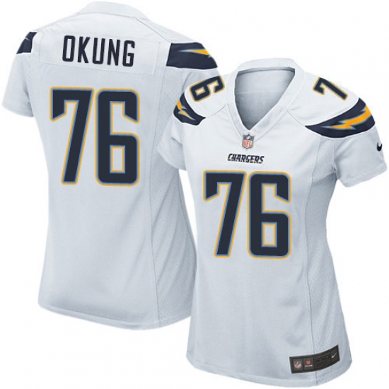 Women's Nike Los Angeles Chargers #76 Russell Okung Game White NFL Jersey - Ujersey