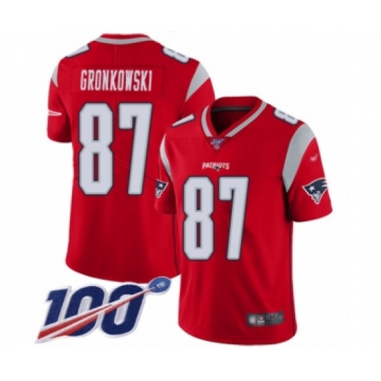 Youth New England Patriots #87 Rob Gronkowski Limited Red Inverted Legend 100th Season Football Jersey - Ujersey