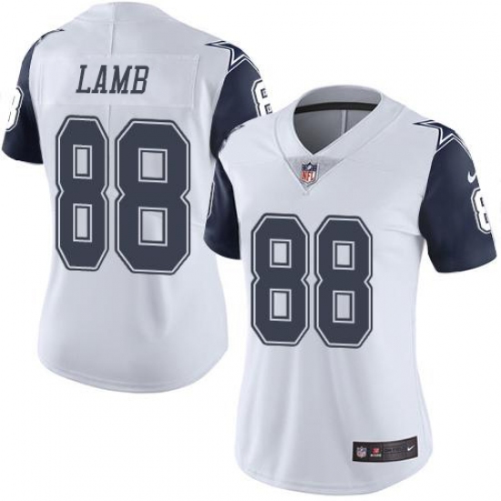 Women's Dallas Cowboys #88 CeeDee Lamb White Stitched Limited Rush Jersey - Ujersey