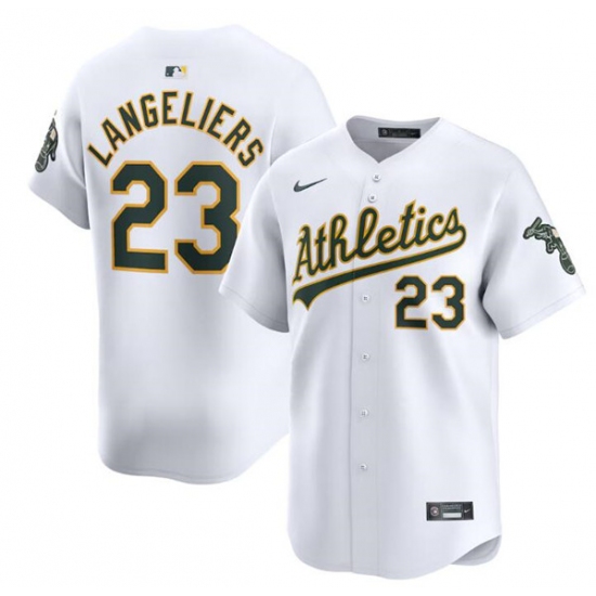 Men's Oakland Athletics #23 Shea Langeliers White Home Limited Stitched Jersey - Ujersey