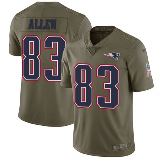 Youth Nike New England Patriots #83 Dwayne Allen Limited Olive 2017 Salute to Service NFL Jersey - Ujersey