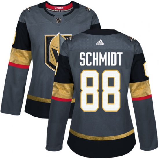 Women's Adidas Vegas Golden Knights #88 Nate Schmidt Authentic Gray Home NHL Jersey - Ujersey