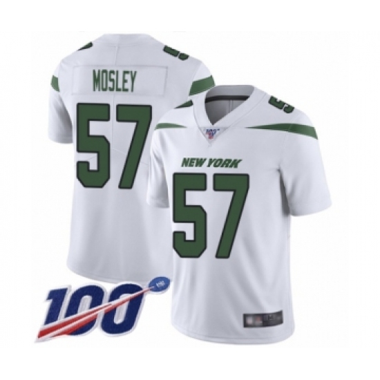 Men's New York Jets #57 C.J. Mosley White Vapor Untouchable Limited Player 100th Season Football Jersey - Ujersey