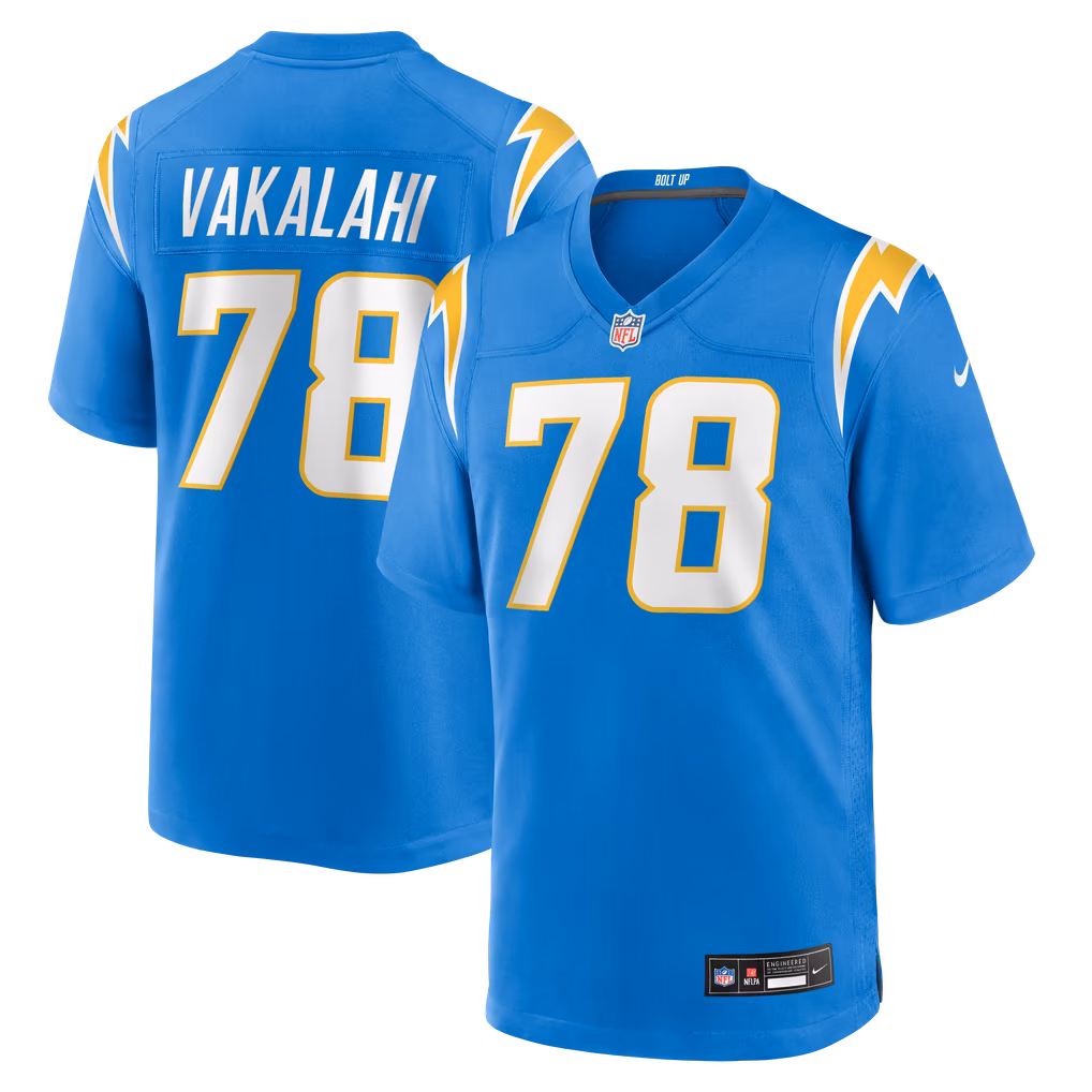 Men's Los Angeles Chargers Laekin Vakalahi Nike Powder Blue Team Game Jersey - SUjersey01