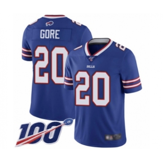 Men's Buffalo Bills #20 Frank Gore Royal Blue Team Color Vapor Untouchable Limited Player 100th Season Football Jersey - Ujersey