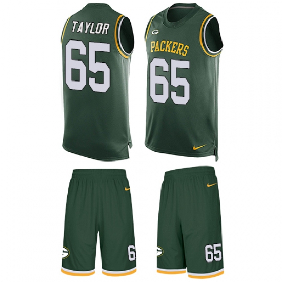 Men's Nike Green Bay Packers #65 Lane Taylor Limited Green Tank Top Suit NFL Jersey - Ujersey