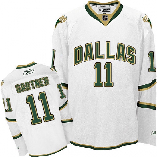 Men's Reebok Dallas Stars #11 Mike Gartner Premier White Third NHL Jersey - Ujersey