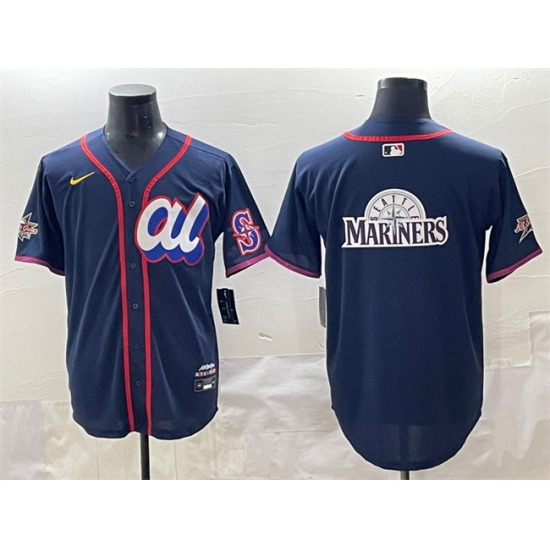 Men's American League Seattle Mariners Team Big Logo Navy 2025 All-Star Edition Limited Stitched Baseball Jersey - Ujersey