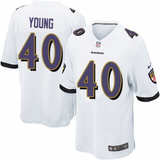 Men's Nike Baltimore Ravens #40 Kenny Young Game White NFL Jersey - Ujersey