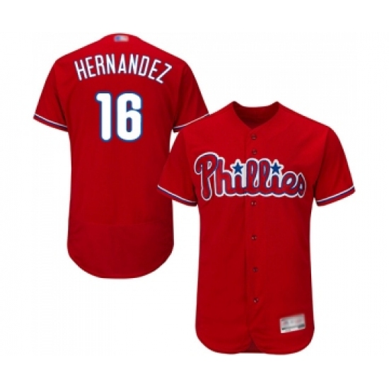 Men's Philadelphia Phillies #16 Cesar Hernandez Red Alternate Flex Base Authentic Collection Baseball Jersey - Ujersey