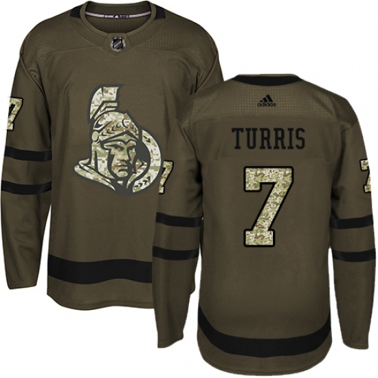 Youth Adidas Ottawa Senators #7 Kyle Turris Premier Green Salute to Service NHL Jersey - Ujersey
