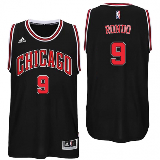 Chicago Bulls #9 Rajon Rondo Alternate Black New Swingman Jersey - Ujersey