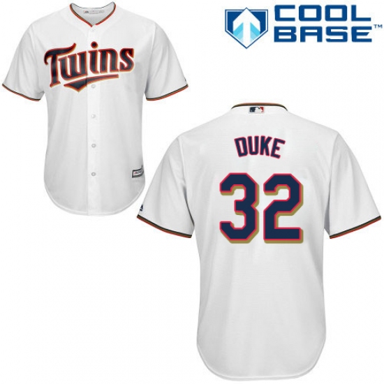 Youth Majestic Minnesota Twins #32 Zach Duke Authentic White Home Cool Base MLB Jersey - Ujersey