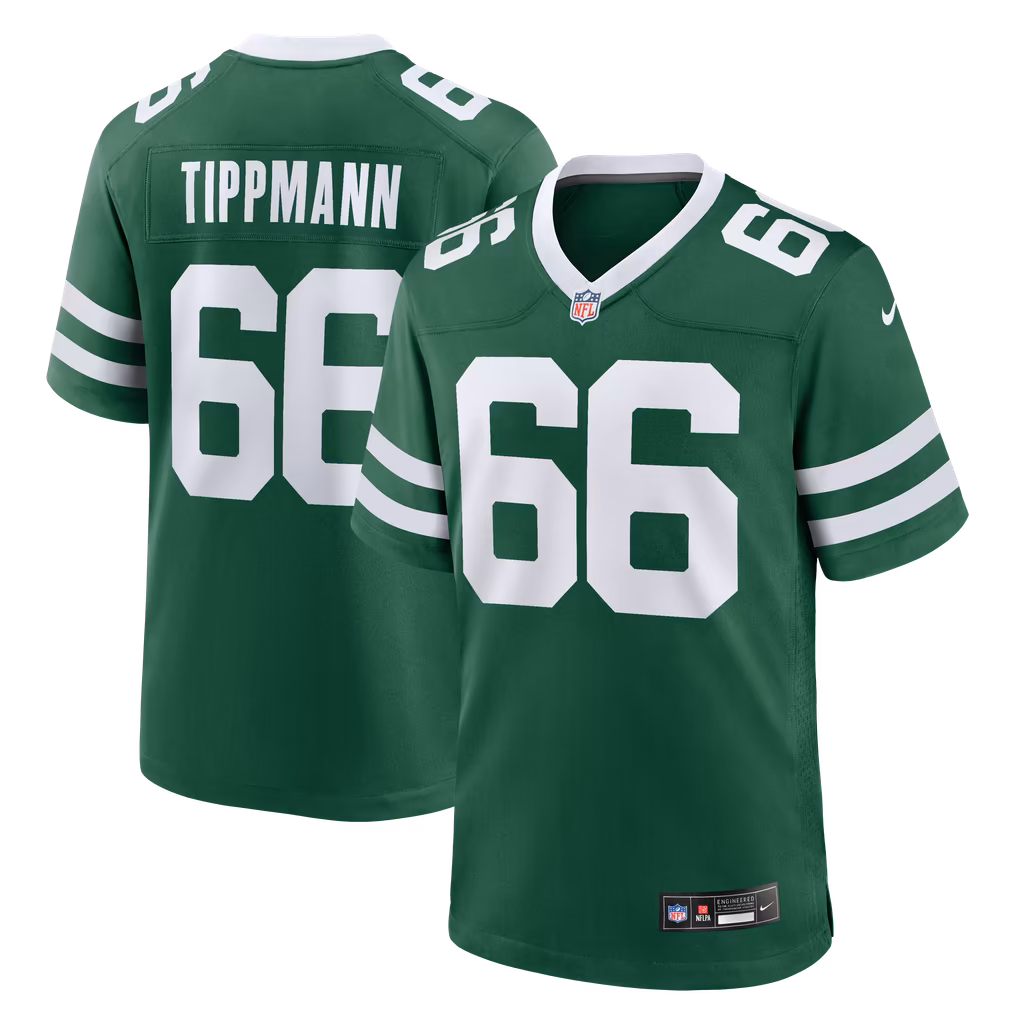 Men's New York Jets Joe Tippmann Nike Green Team Game Jersey - Ujersey