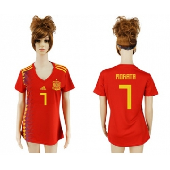 Women's Spain #7 Morata Red Home Soccer Country Jersey