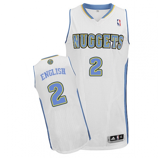 Men's Adidas Denver Nuggets #2 Alex English Authentic White Home NBA Jersey - Ujersey