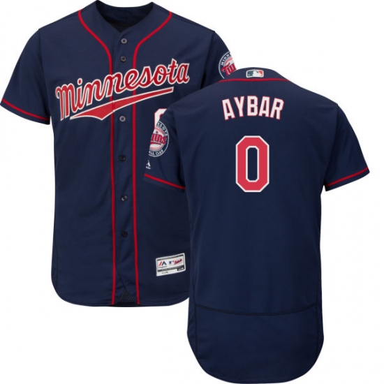Men's Majestic Minnesota Twins #0 Erick Aybar Navy Blue Alternate Flex Base Authentic Collection MLB Jersey - Ujersey