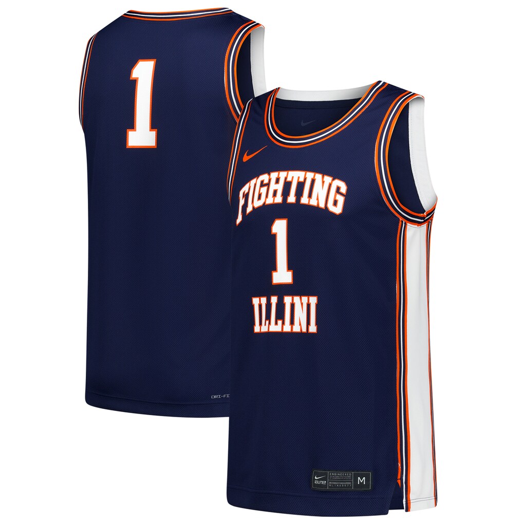 Men's Nike #1 Navy Illinois Fighting Illini Replica Basketball Jersey - Ujersey