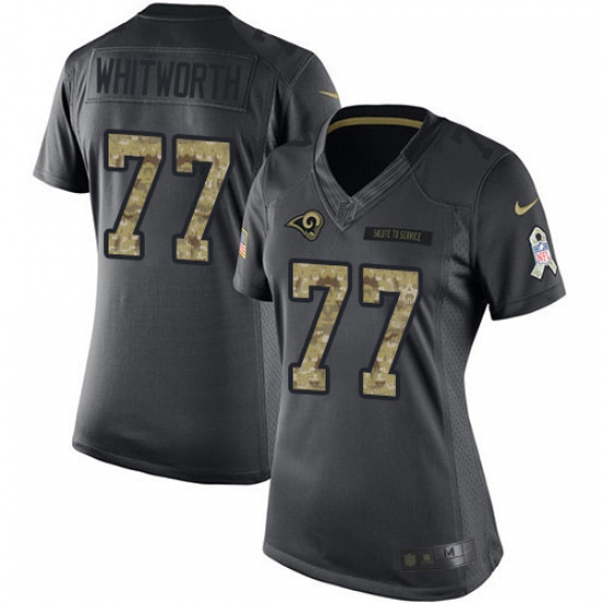 Women's Nike Los Angeles Rams #77 Andrew Whitworth Limited Black 2016 Salute to Service NFL Jersey - Ujersey