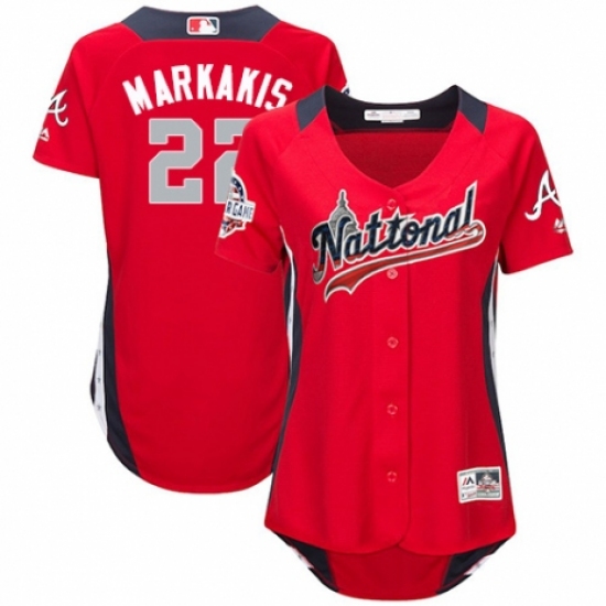 Women's Majestic Atlanta Braves #22 Nick Markakis Game Red National League 2018 MLB All-Star MLB Jersey - Ujersey