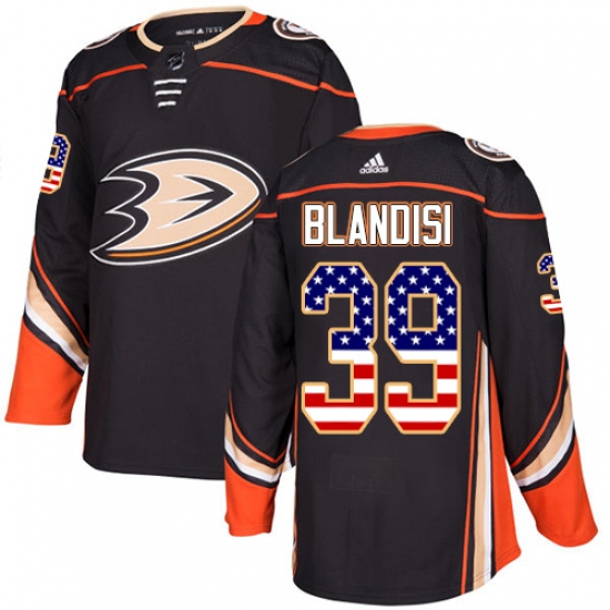 Youth Adidas Anaheim Ducks #39 Joseph Blandisi Authentic Black USA Flag Fashion NHL Jersey - Ujersey