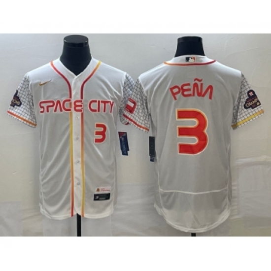 Men's Houston Astros #3 Jeremy Pena Number White 2023 City Connect Flex Base Stitched Jersey - Ujersey