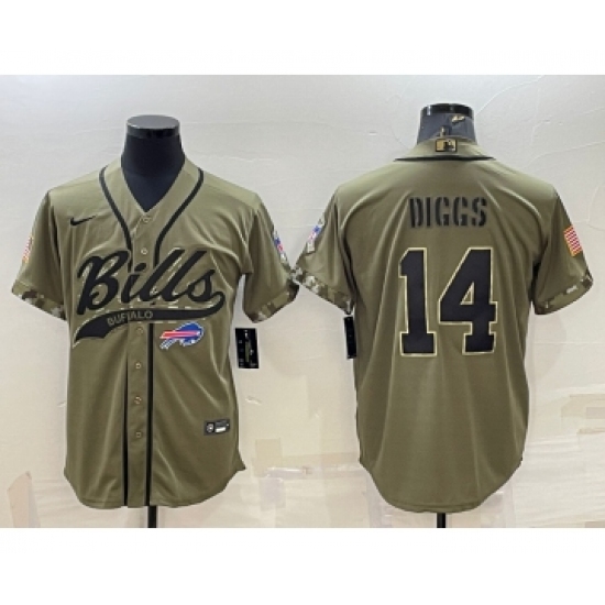 Men's Buffalo Bills #14 Stefon Diggs 2022 Olive Salute to Service Cool Base Stitched Baseball Jersey - Ujersey