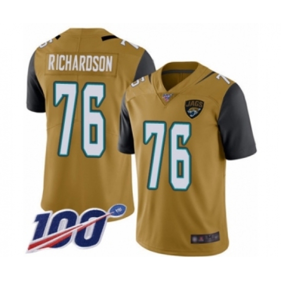 Men's Jacksonville Jaguars #76 Will Richardson Limited Gold Rush Vapor Untouchable 100th Season Football Jersey - Ujersey