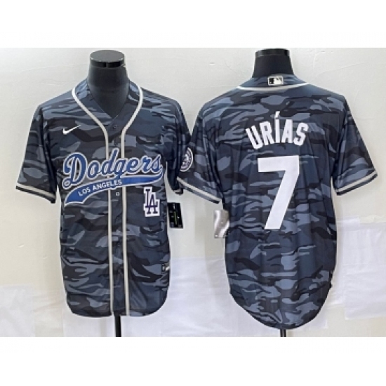 Men's Los Angeles Dodgers #7 Julio Urias Gray Camo Cool Base Stitched Baseball Jersey - Ujersey