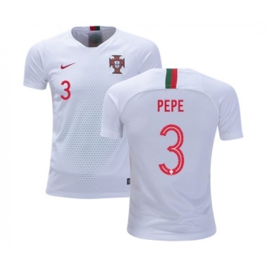Portugal #3 Pepe Away Kid Soccer Country Jersey
