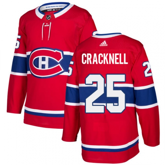 Men's Adidas Montreal Canadiens #25 Adam Cracknell Authentic Red Home NHL Jersey - Ujersey