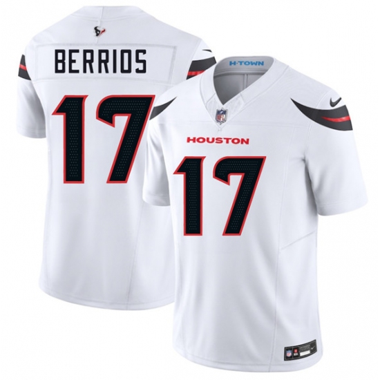 Men's Houston Texans #17 Braxton Berrios White 2025 F.U.S.E. Vapor Limited Football Stitched Jersey - Ujersey