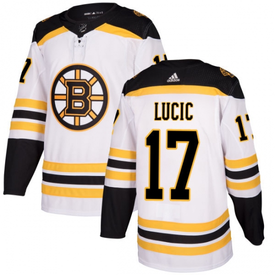 Women's Adidas Boston Bruins #17 Milan Lucic Authentic White Away NHL Jersey - Ujersey