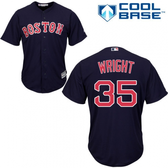Youth Majestic Boston Red Sox #35 Steven Wright Authentic Navy Blue Alternate Road Cool Base MLB Jersey - Ujersey