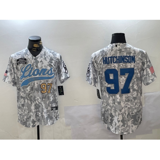 Men's Detroit Lions #97 Aidan Hutchinson 2024 Arctic Camo Salute To Service Stitched Baseball Jerseys - Ujersey