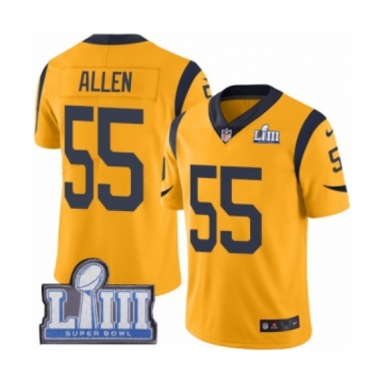 Men's Nike Los Angeles Rams #55 Brian Allen Limited Gold Rush Vapor Untouchable Super Bowl LIII Bound NFL Jersey - Ujersey