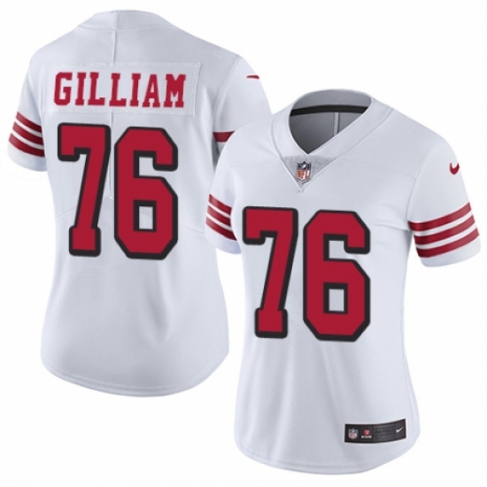 Women's Nike San Francisco 49ers #76 Garry Gilliam Limited White Rush Vapor Untouchable NFL Jersey - Ujersey