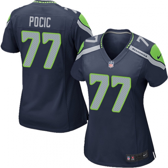 Women's Nike Seattle Seahawks #77 Ethan Pocic Game Navy Blue Team Color NFL Jersey - Ujersey