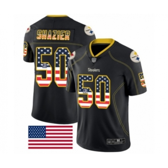 Men's Pittsburgh Steelers #50 Ryan Shazier Limited Black Rush USA Flag Football Jersey - Ujersey